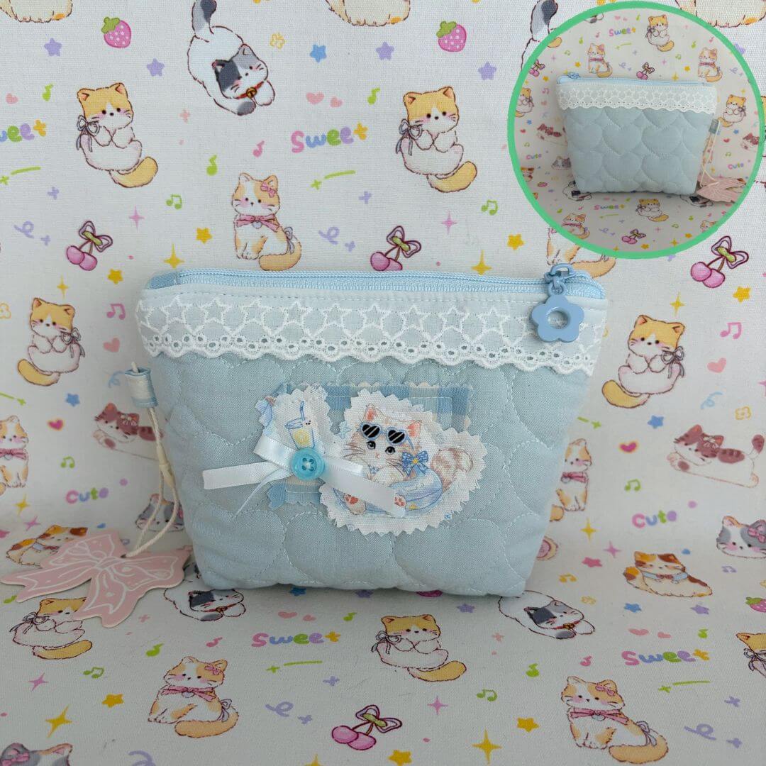 Cute Handmade Cotton Quilted Pouch – Small Everyday Organizer