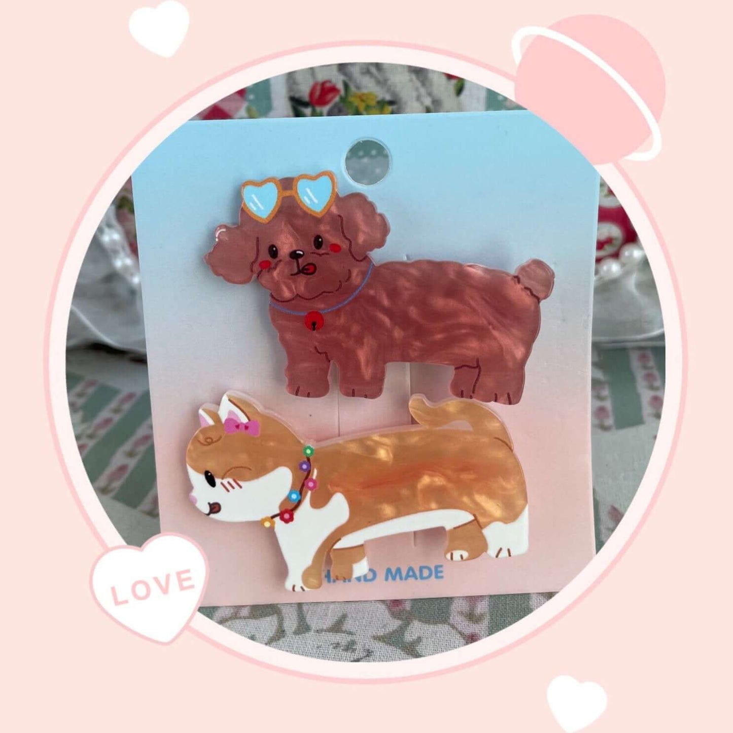 Cute Zootopia animal clips featuring a puppy and kitten design, perfect for hair accessories or bag decorations, adding charm to any outfit.
