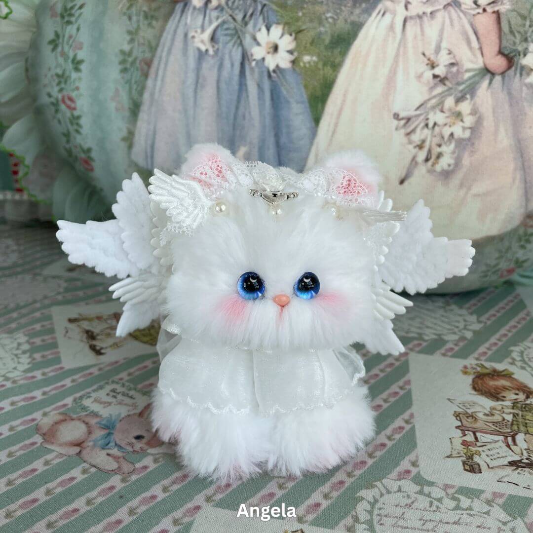Handmade Enchanted Big Paws Collection plush kitten, by Aiko from Kiki's Studio. Perfect decoration or gift for cat lovers.