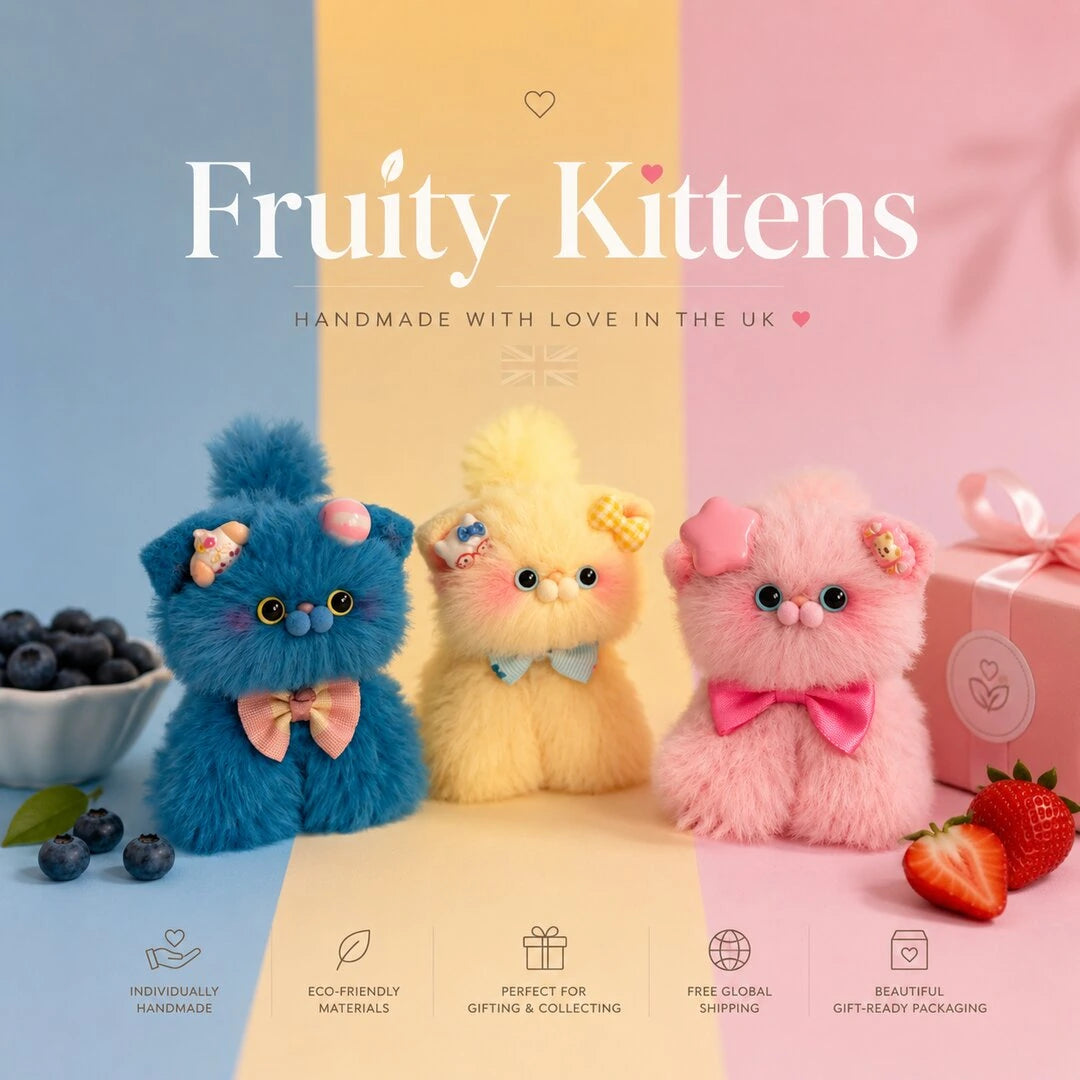Colourful fruity handmade kittens by Kiki's Studio