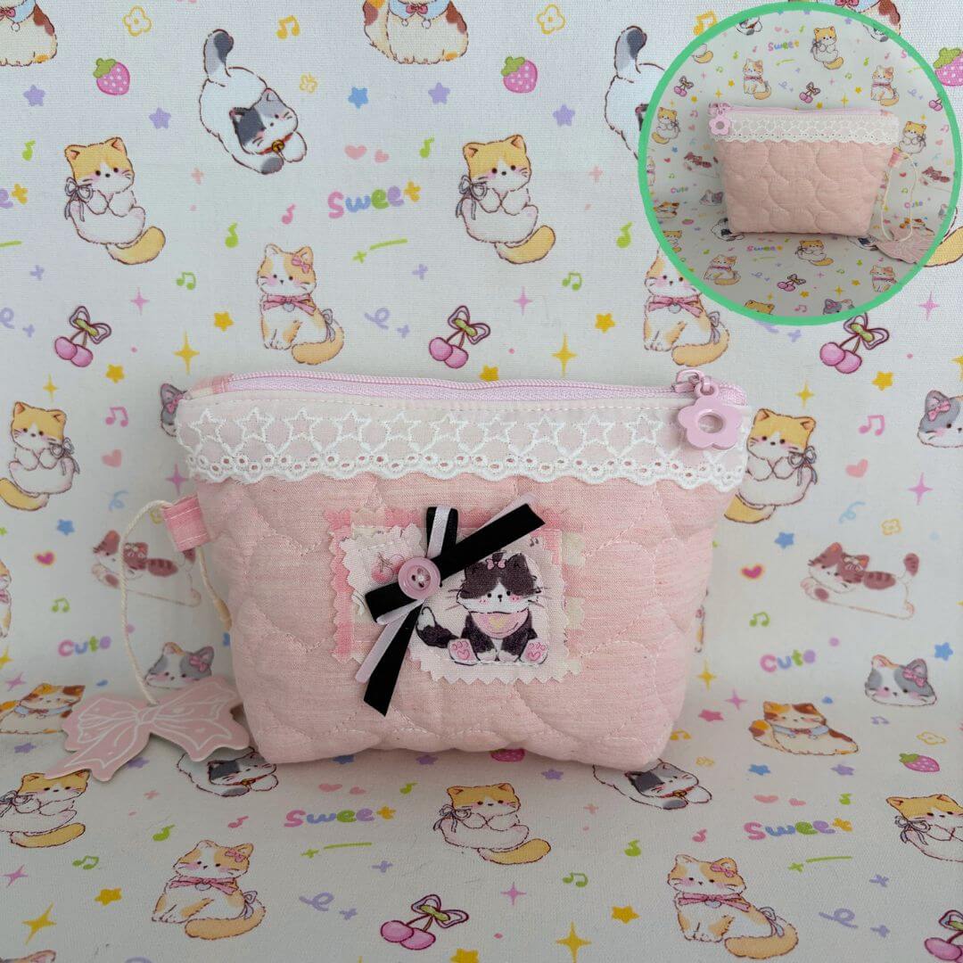 Cute Handmade Cotton Quilted Pouch – Small Everyday Organizer