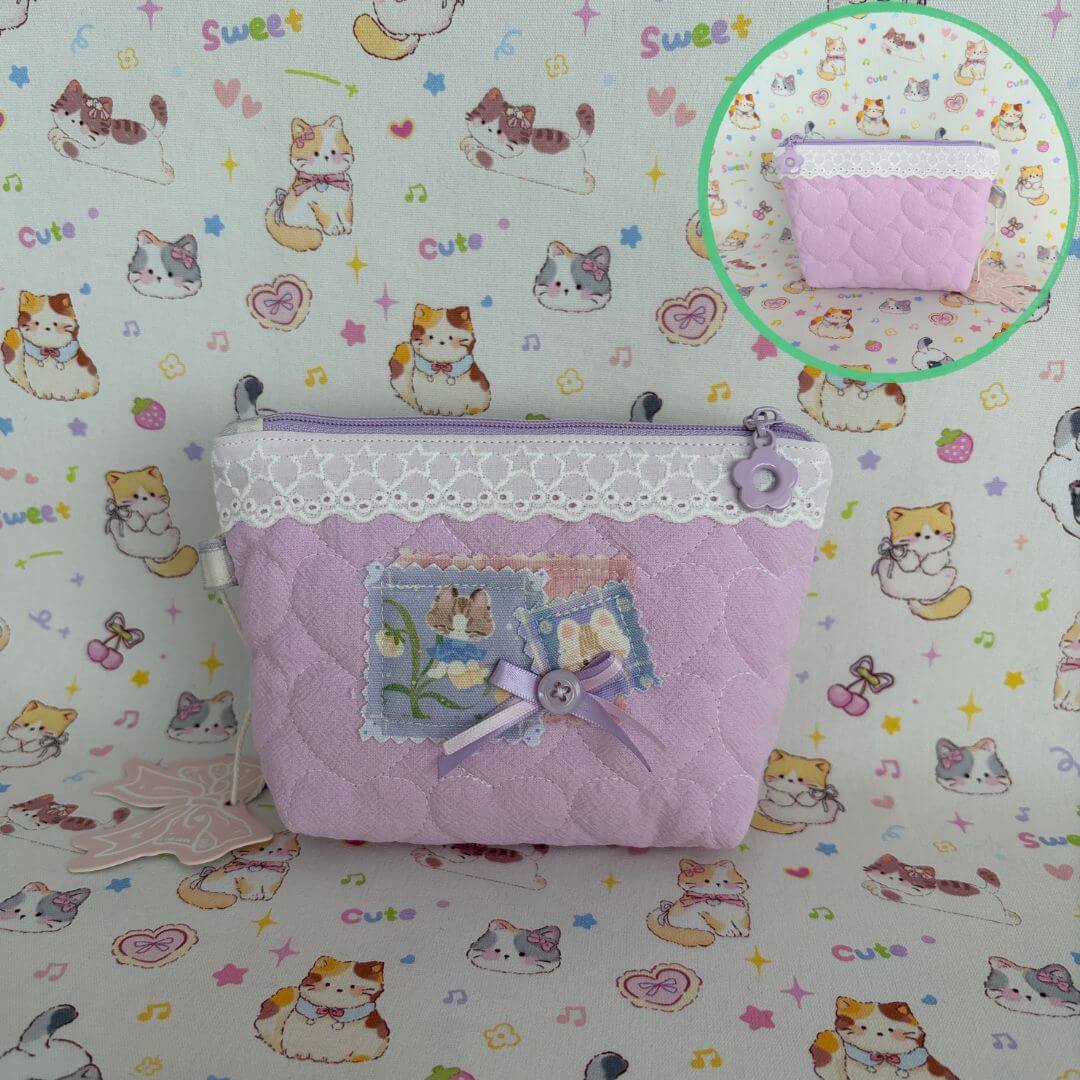Cute Handmade Cotton Quilted Pouch – Small Everyday Organizer