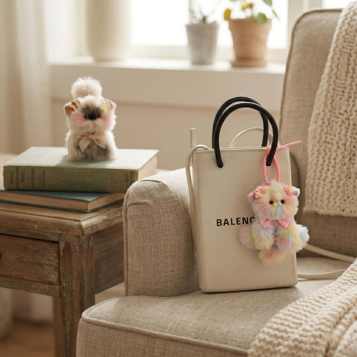 A handmade Kiki companion in a warm studio setting