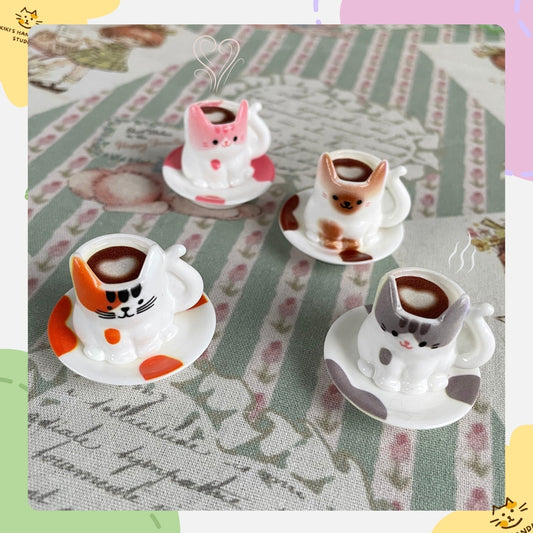 Miniature Cat Tea Cups and Saucers