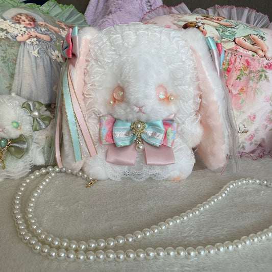 Lolita Bunny Plush Doll Crossbody Bag with a 110cm Pearl Chain Gift