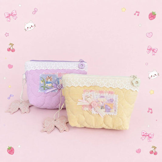 Cute Handmade Cotton Quilted Pouch – Small Everyday Organizer
