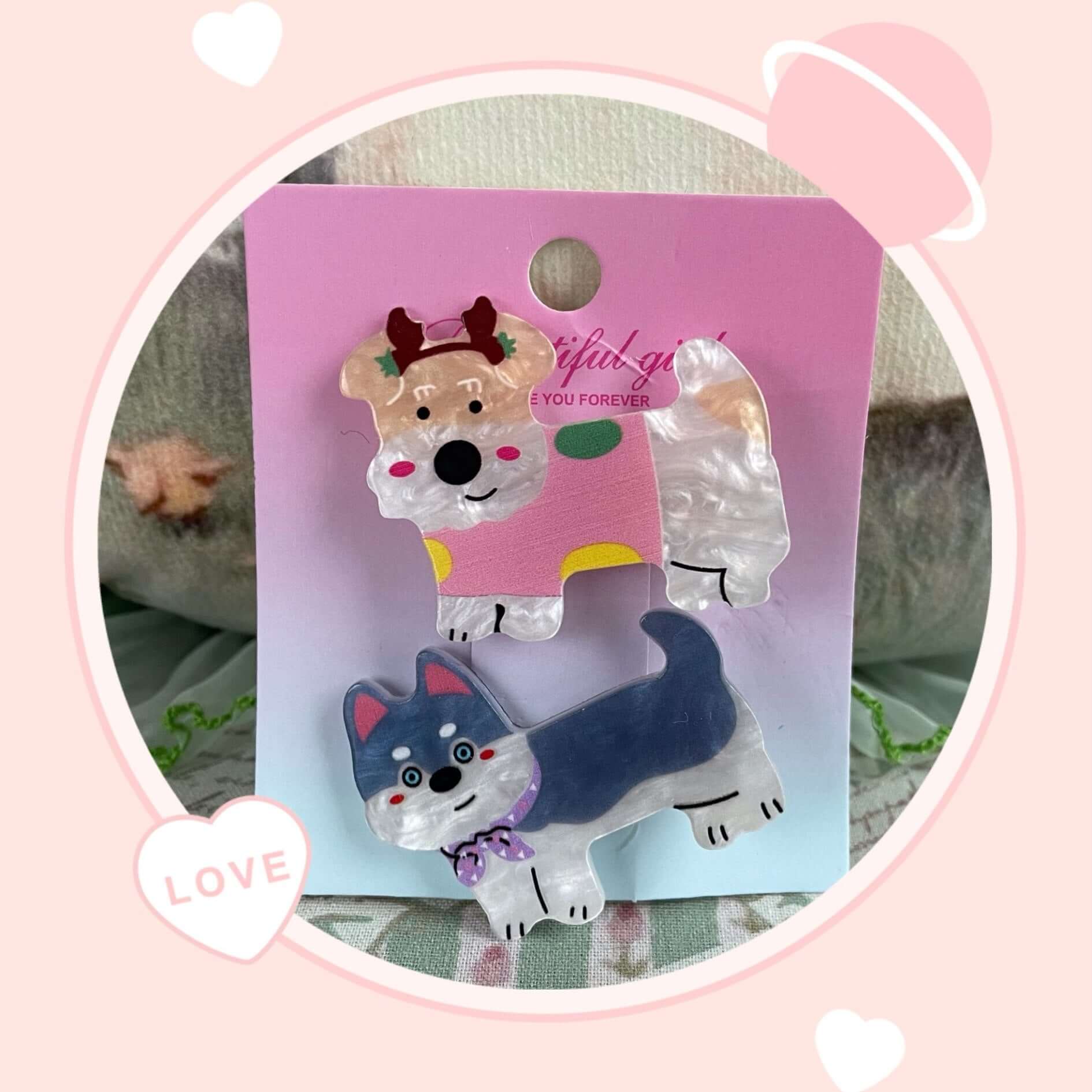 Adorable Zootopia Clips featuring cute puppy and reindeer designs, perfect for hair or accessories, adding a playful touch to style.