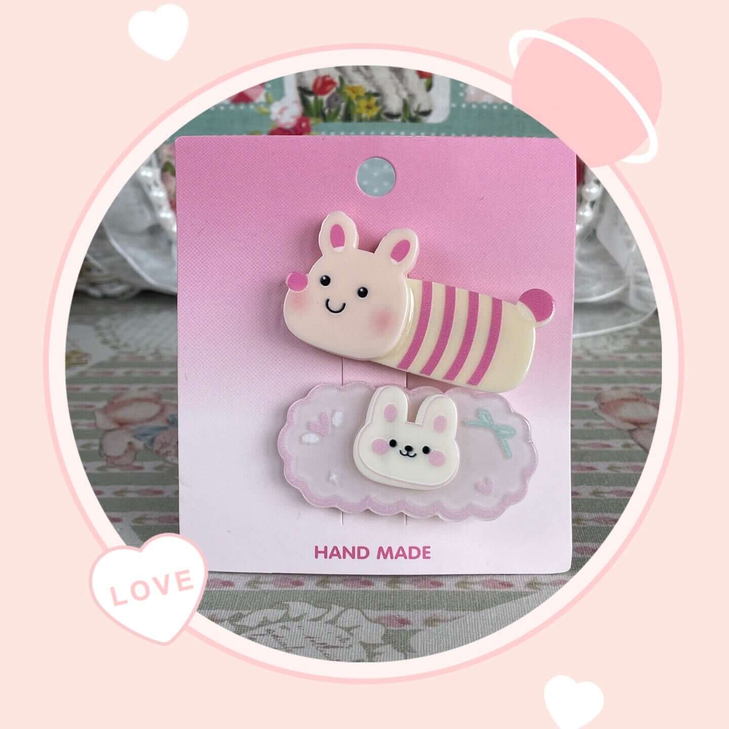 Adorable pink bunny-themed Zootopia hair clips, perfect for accessorizing bags or outfits; cute design for versatile use.