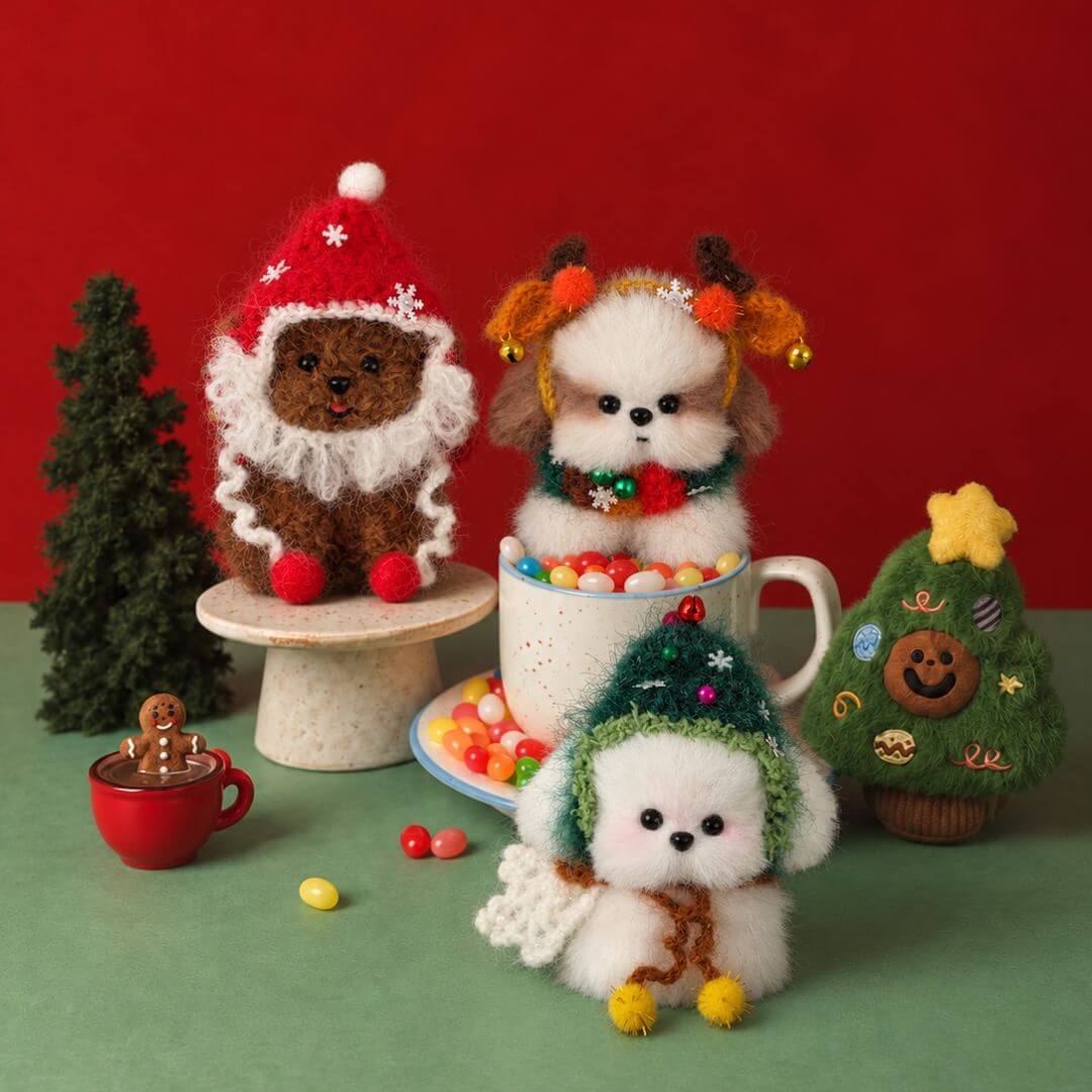 Christmas Bunny & Puppy