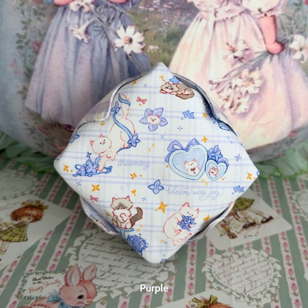 Gingham Cat Catch-All Tray featuring cute kitten designs in pastel colors, handmade in UK, perfect for kawaii decor.
