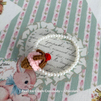 Adorable Pearl Ice Cream Crossbody in chocolate theme, featuring cute miniature dessert design, perfect for handmade cat accessories.