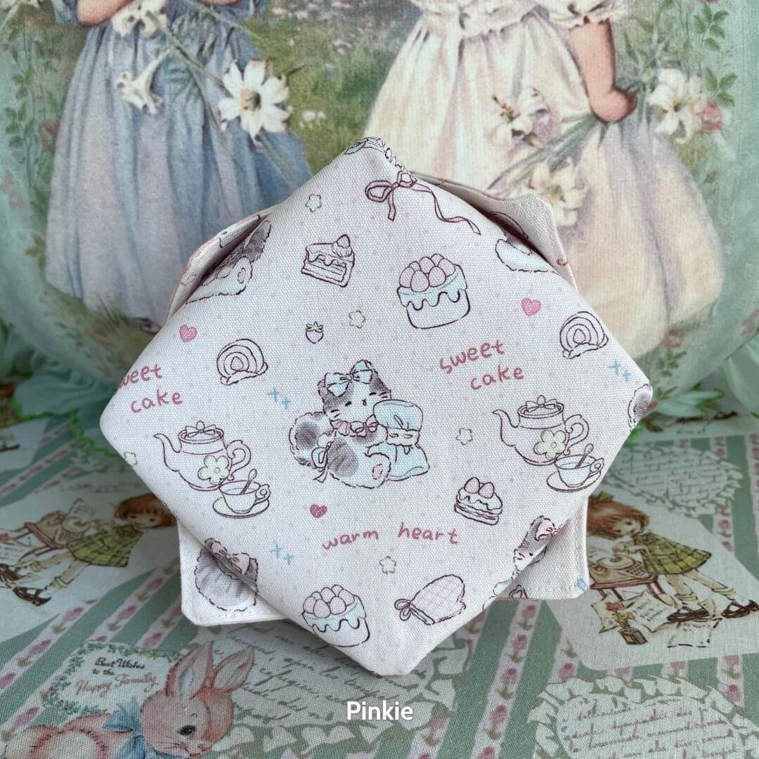 Gingham Cat Catch-All Tray featuring pastel colors and kawaii kitten and dessert motifs, ideal for cute animal decor.