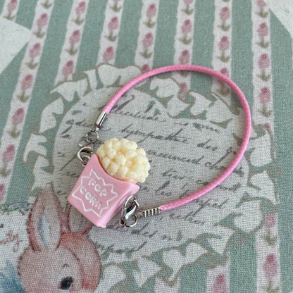 Mini Popcorn Crossbody Bag for plush toy kittens, handmade decoration, pink popcorn design, unique accessory for dolls.
