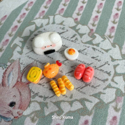 Mini Cat Bento Box with fluffy kitten face, tiny sushi, egg, and colorful food, perfect for cute animal collectibles.