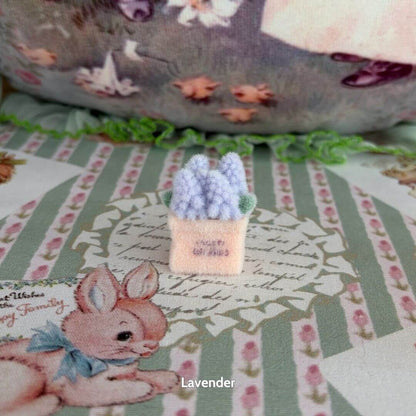 Mini Flower Bag featuring a cute lavender arrangement in a soft pastel planter, enhancing any decor with its kawaii charm.