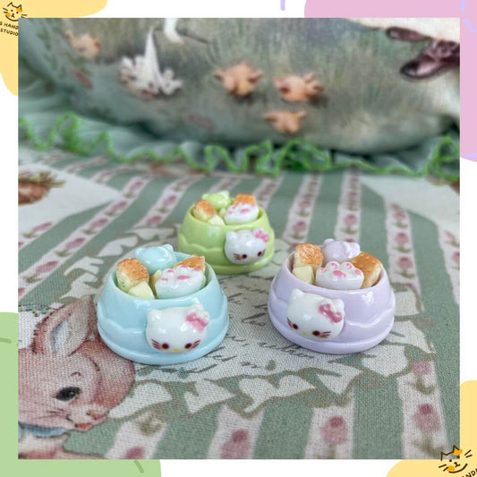 Adorable PawPaw Bowl plush toys featuring creamy kitten designs in pastel dessert cups, perfect for decorative feline fun.