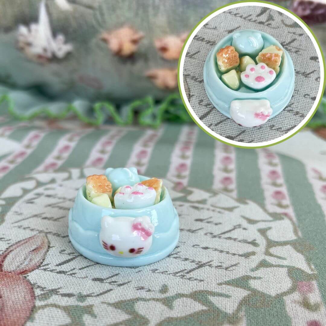 PawPaw Bowl - Handmade plush kitties chilling in dessert cups, a cute collectible accessory for feline lovers.